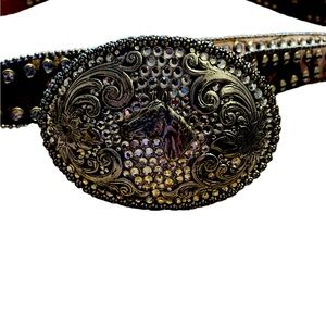 Blazin Roxy Bling Belt Horse Buckle Pink Camo XL
